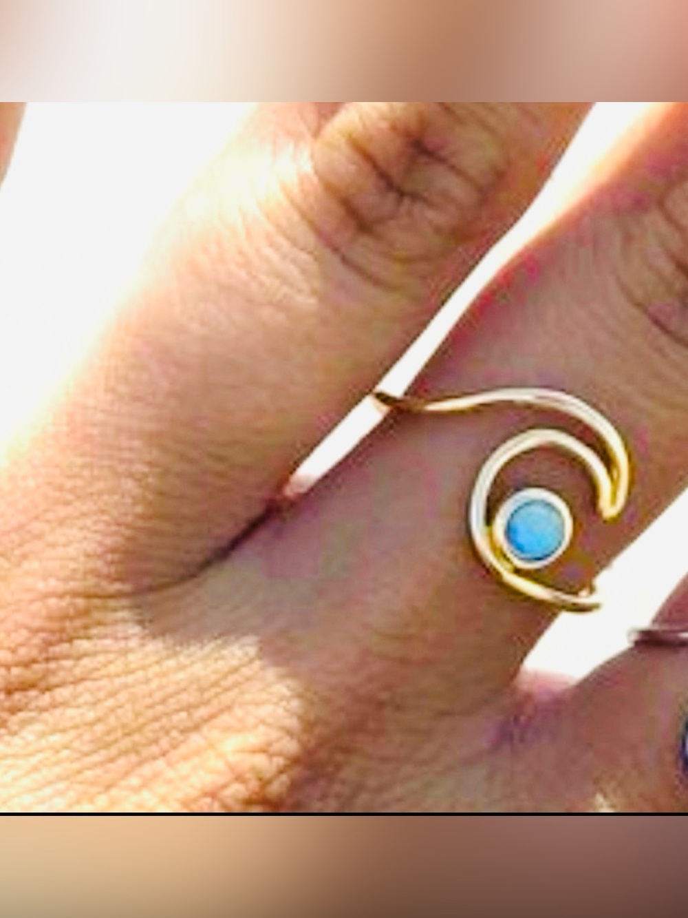 Opal Sterling Silver Gold Plated Modern Wave Ring NWT